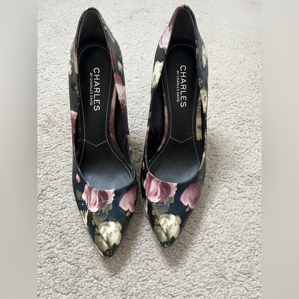 Charles by Charles David Black Floral Heels